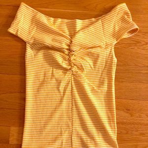 Reformation yellow off the shoulder top